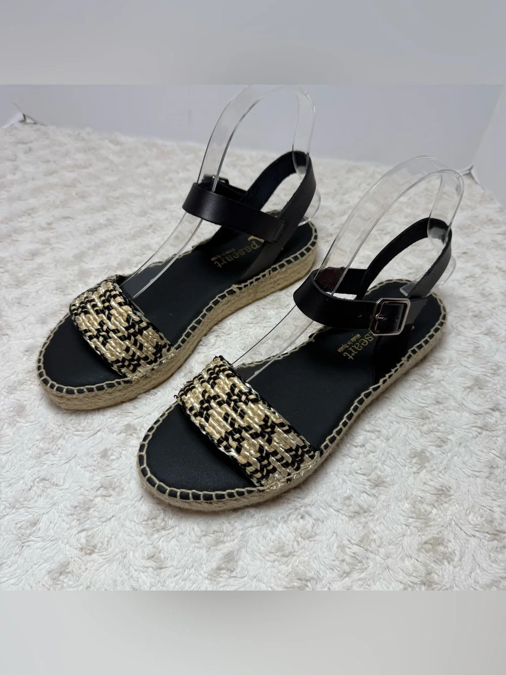 Woven Black & Natural Espadrille Sandals for Women Made in Spain